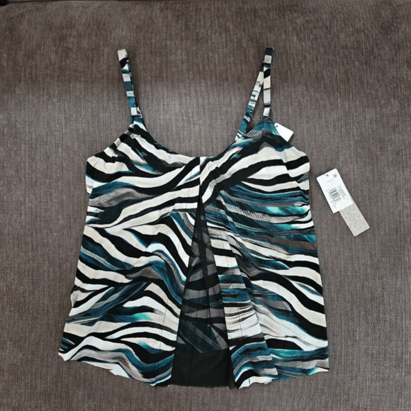 NWT Amoressa Women's Swimwear Swing Underwire Bra Mesh Inset Tankini Top Size 10 - Picture 12 of 14